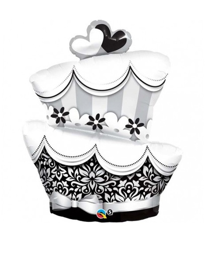 [ABC17096] Ballon gâteau de mariage noir et blanc 104 cm