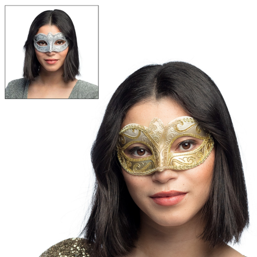 Masque vénitien métallique avec paillettes