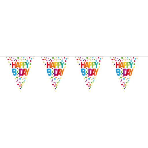 [FOL65117] Guirlande à fanions Happy Birthday confettis, 10 mètres