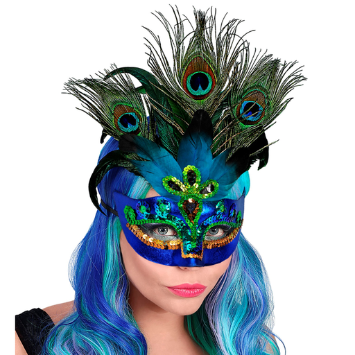 [WID07787] Masque vénitien avec plumes de Paon