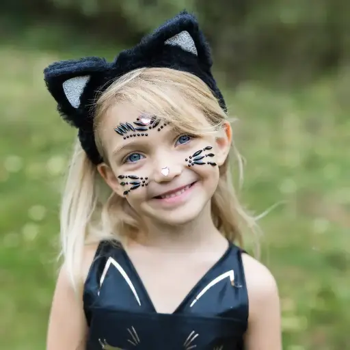 [GRE87655] Strass autocollants visage pour enfant - Chat noir