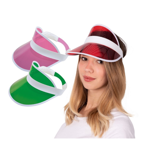 [PCL29201] Casquette visière transparente fluo 80's - 3 couleurs assorties