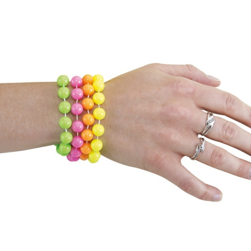[PCL50107] Bracelets perles fluo 80's, lot de 4