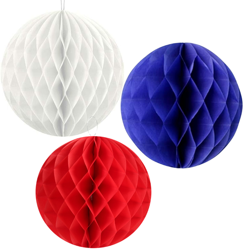 Boule nid d'abeille blanc 32 cm