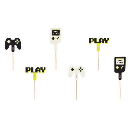 [PARKPM35] 6 mini Cake topper "Gamer" - Jeux vidéos