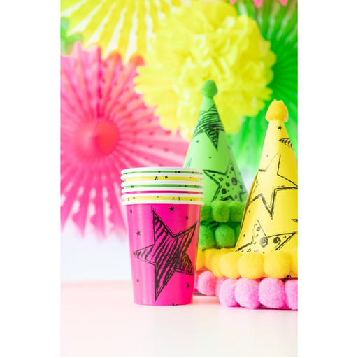 [FOL63531] Gobelets Fêtes Fluo 250 ml-6 pièces