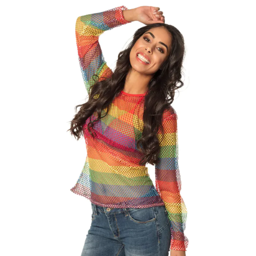T-shirt en résilles arc-en-ciel pour adulte 