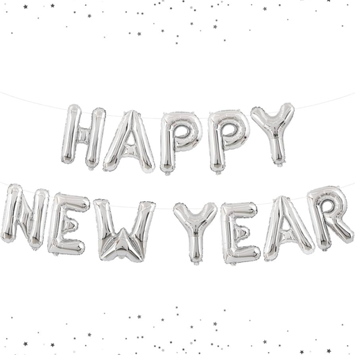 [PARFB49M-018] Guirlande de ballons Happy New Year argent