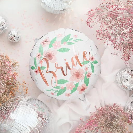 [PARFB140] Ballon alu "Bride" fleurs pastel 45 cm