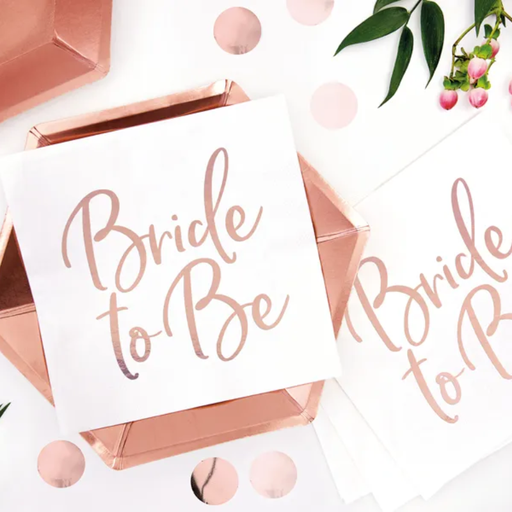 [PARSP33-76-019R] 20 Serviettes "Bride to be" rose gold