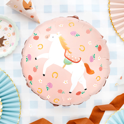 [PARFB227] Ballon alu cheval et fleurs 45 cm