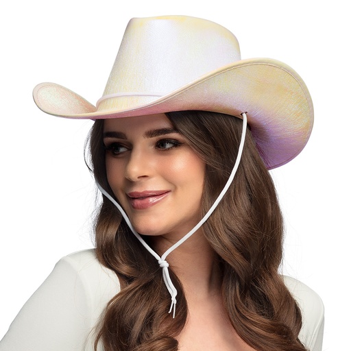 [BOL01452] Chapeau de Cowboy blanc irisé