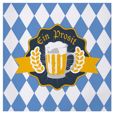 [FUN84369] Serviettes Bavaroises Oktoberfest "Ein Prosit", paquet de 20