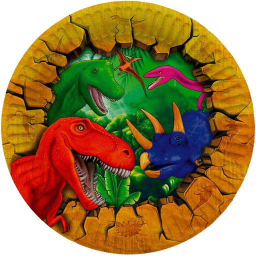 8 plates in card dinosaurs