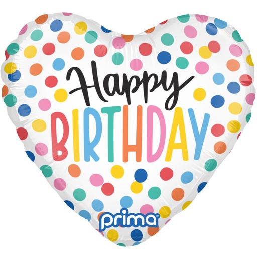 [ABCPF-BDCF-9] Poche de 6 ballons coeurs alu "Happy Birthday" 9" - Prima