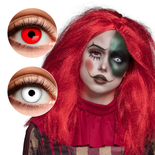 [ZOEDUO6] Lentilles fantaisies duo White zombie/Red devil - 3 mois