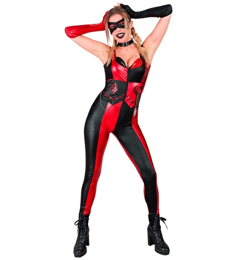 Déguisement d'harlequin rouge et noir pour femme
