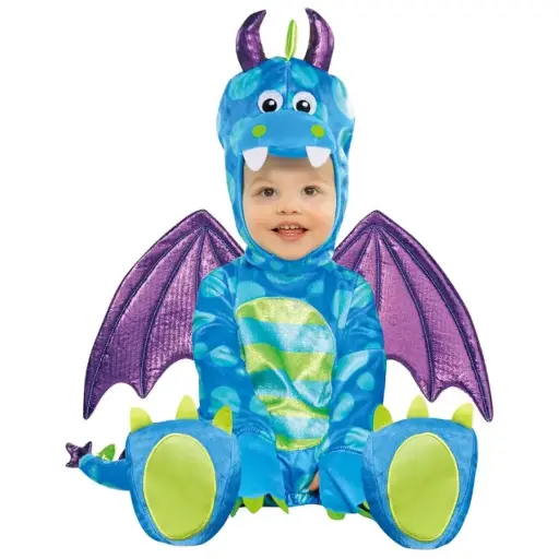 Déguisement de petit dragon bleu pour bébé