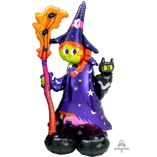 [AMS4241811] Ballon AirLoonz sorcière et son chat 139 cm