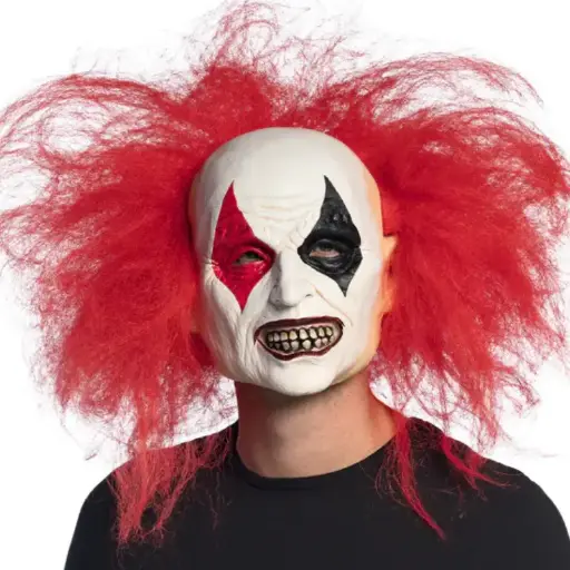 [BOL97592] Masque latex Ruddy clown avec cheveux rouge