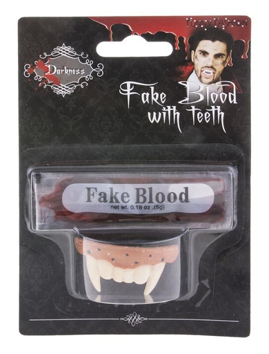 [FUN58274] Set dents de vampire et faux sang