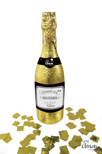 [PCL93009] Canon à confettis bouteille de champagne or 