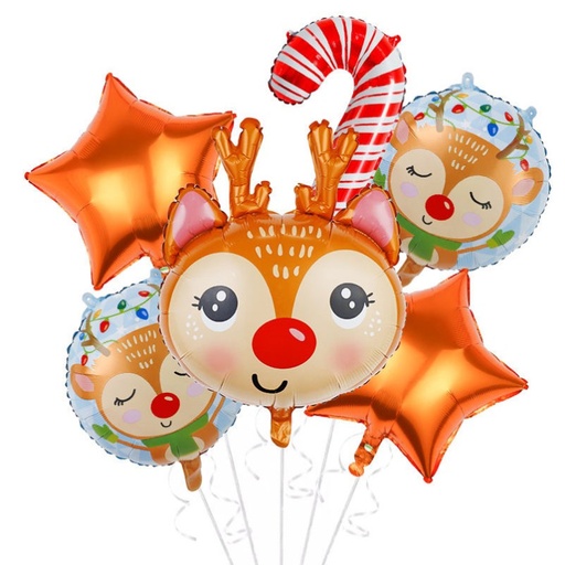 [COT35108] Bouquet de 6 ballons Renne de Noel 