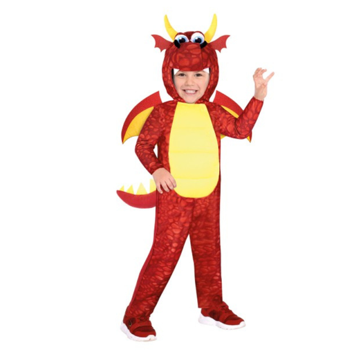 Déguisement de dragon rouge et jaune pour garçon