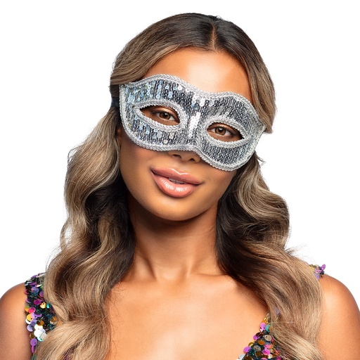[BOL00193] Masque vénitien à sequins argent