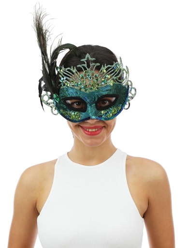 [PCL23375] Masque sequins et plumes de Paon
