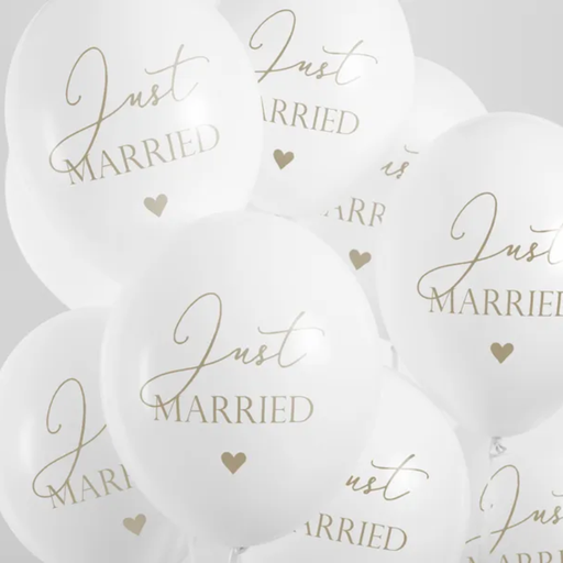 [PARSB14P-237-008-6] 6 ballons latex 30 cm "Just Married" 