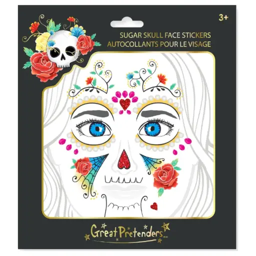 [GRE87611] Autocollant pour visage enfant - Sugar Skull