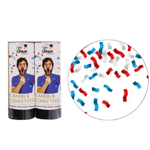 [PCL28014] 2 canons à confettis 11 cm bleu blanc rouge