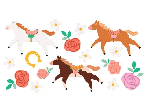 [PARTAT18] Planche de 16 tatouages Chevaux