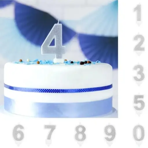 Bougie d'anniversaire paillettée 7cm - argent 