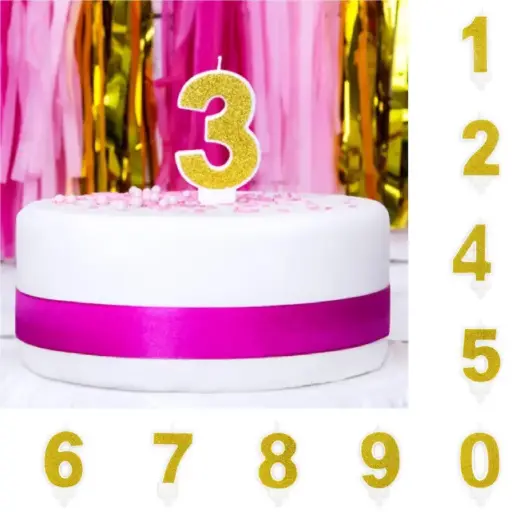 Bougie d'anniversaire pailletée 7cm - Or