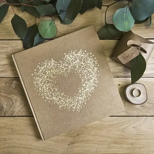 [PARKWAP48] Livre d'or kraft et or avec coeur gravé