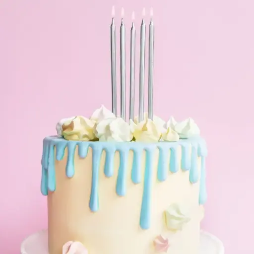 Bougies droites argentées 