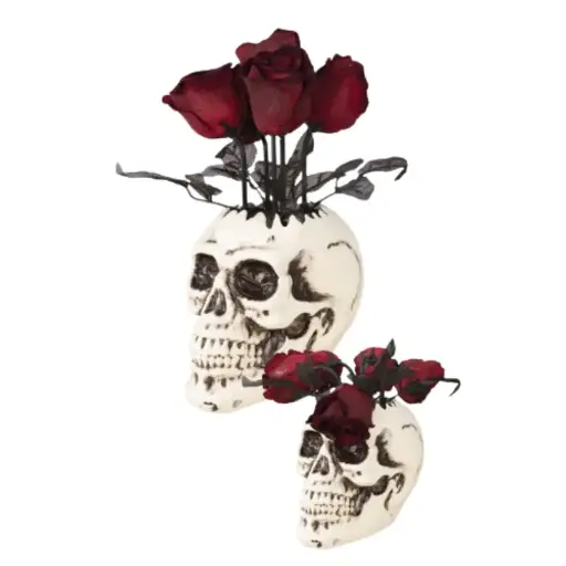 [PCL12940] Vase crâne avec roses, animé et sonore