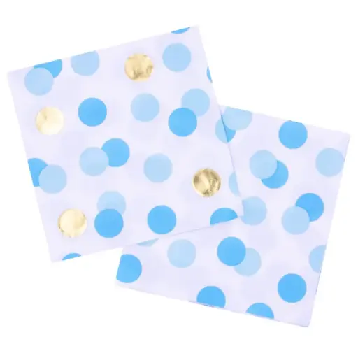 [ABC15932] 16 Serviettes confettis bleu et or – Qualatex