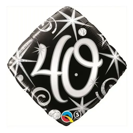 [ABC30012] Ballon 40 ans noir et blanc en losange