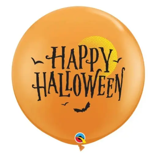 [ABC31465] Ballon latex 3' orange "Happy Halloween" 