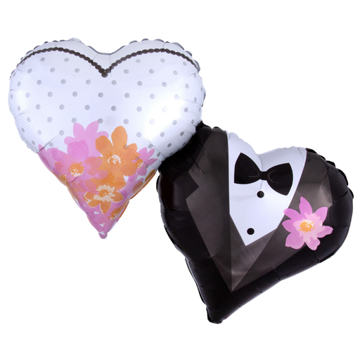 [AMS3084201] Ballon couple coeur de mariage