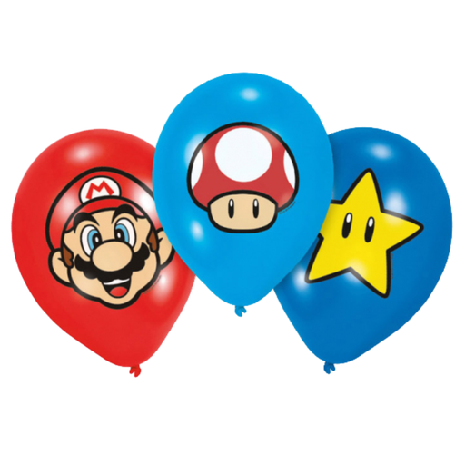 [AMS9901999] Ballons Latex 4 Couleurs Super Mario - Lot de 6™