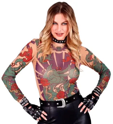 [WID7123A] T-shirt faux tatouages old school pour femme