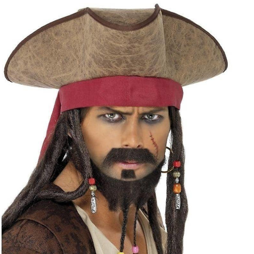 [SMI33626] chapeau pirate marron avec dreadlocks