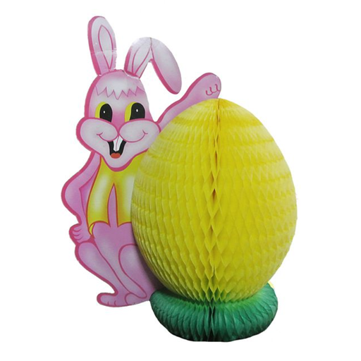 [APT45020] Lapin décoratif en carton avec œuf nid d'abeille