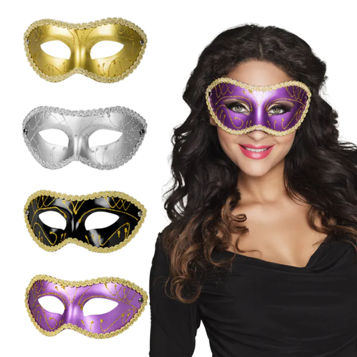 [BOL00318] Masque Loup Vénitien "Gabriella" - 4 couleurs ass. 