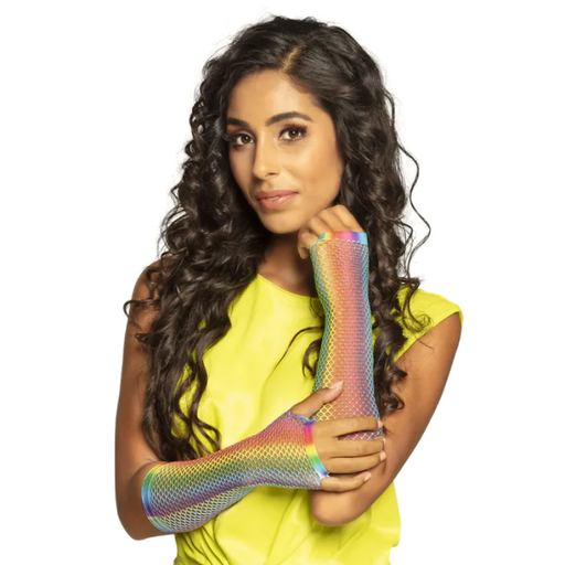 [BOL03063] Gants mitaines en résilles arc-en-ciel 