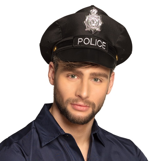 [BOL33011] Casquette de police noire et argent 